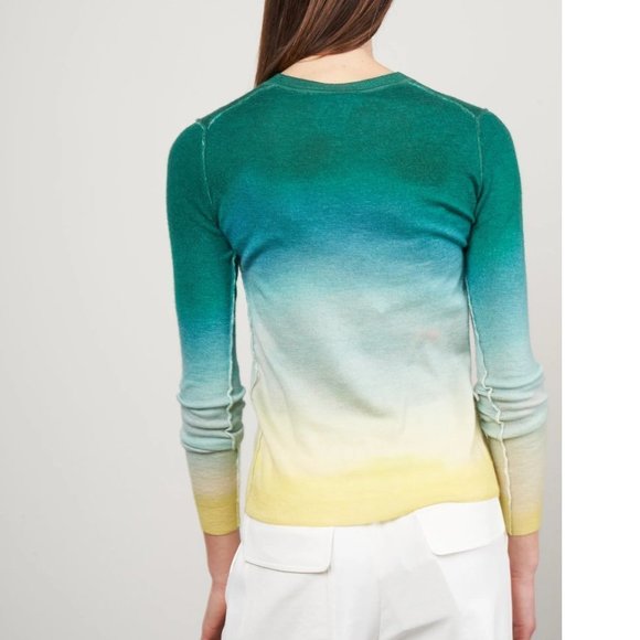Paychi Guh Watercolor Green Yellow Worsted Cashmere Sweater Size XS - Picture 3 of 12